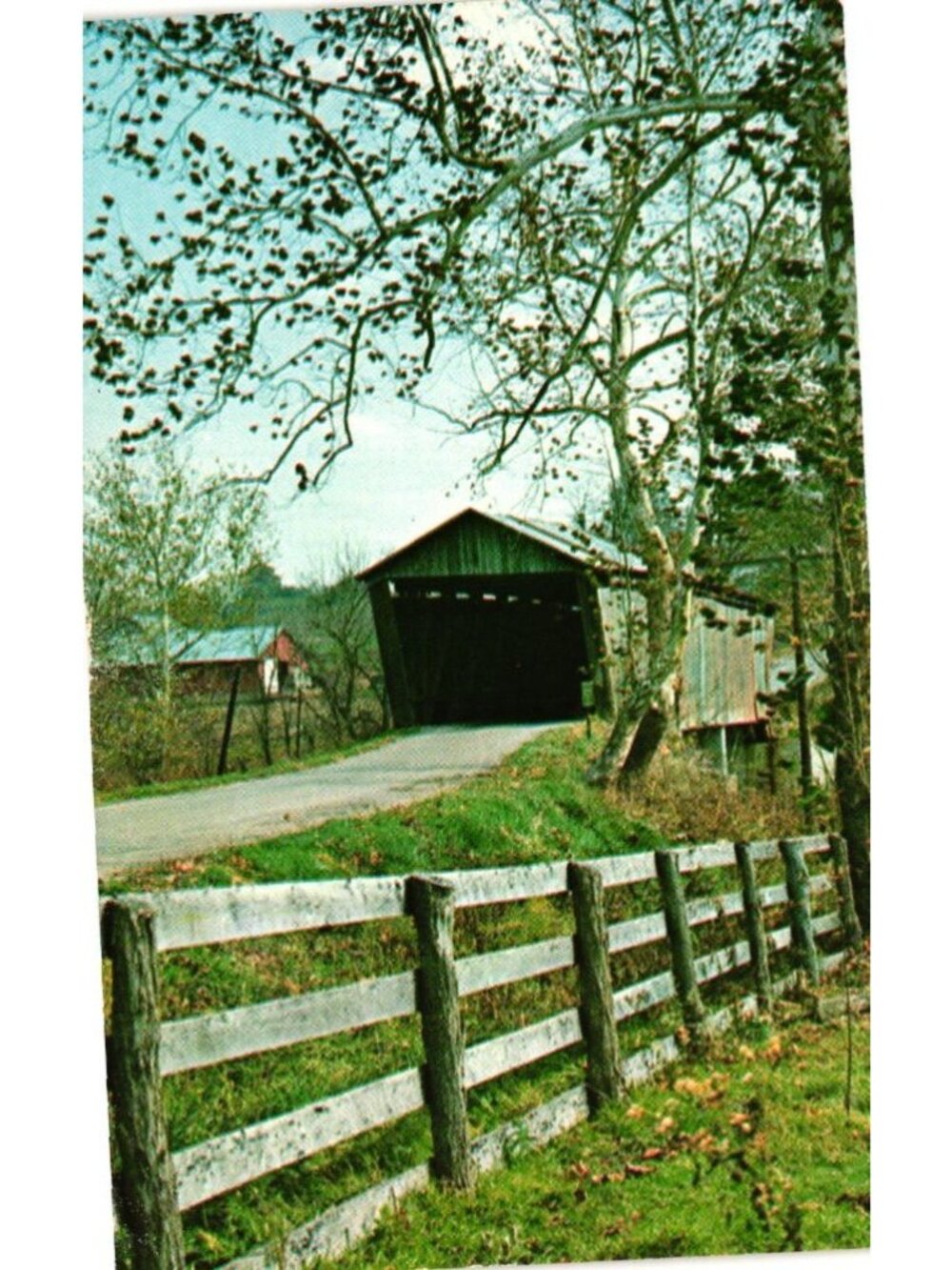 Adams County Ohio Covered Bridge Postcard Travel Souvenir Unposted Vintage